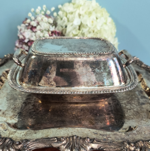 Butter dish, FIESTA ONEIDA silver, with lid and handle.  Antique, rare.  Observa - Picture 13 of 17